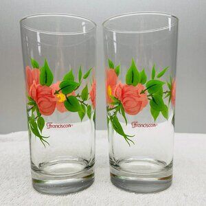 NWOT S/2 Franciscan "Desert Rose" Tumblers, 14 oz, 6 1/2" Tx 2 3/4" Diam (#1of2)